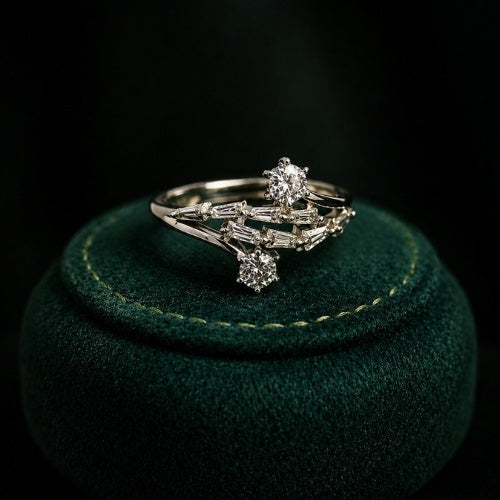 SJ-16 |  Luxury Silver Cluster Ring