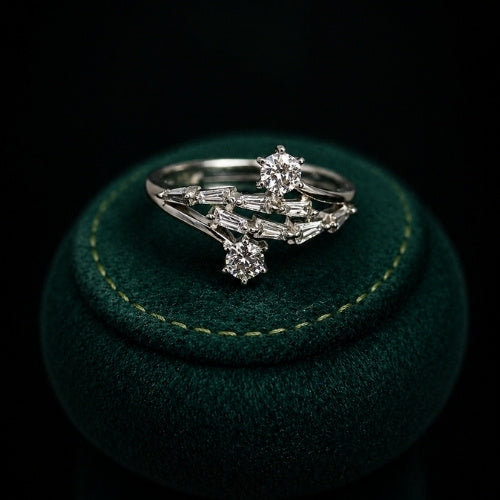 Luxury Silver Cluster Ring