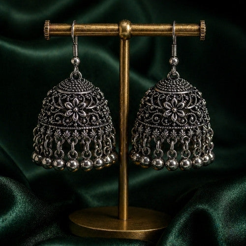 SJ-19 | Oxidized Silver Jhumka Earrings
