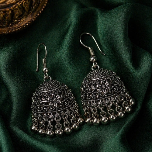 SJ-19 | Oxidized Silver Jhumka Earrings