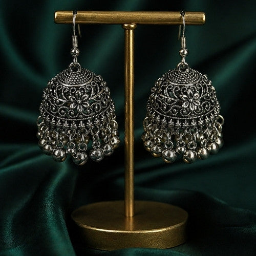SJ-19 | Oxidized Silver Jhumka Earrings