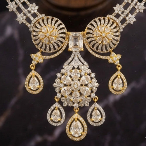 SJ-12 | Royal Floral CZ Necklace Set