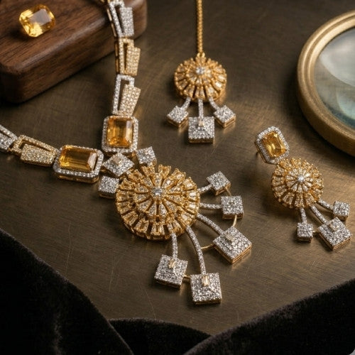 SJ-14 | Sunburst CZ Necklace Set