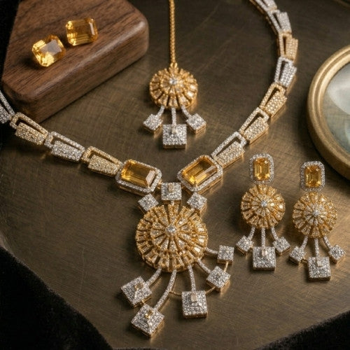 SJ-14 | Sunburst CZ Necklace Set