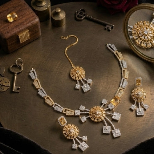 SJ-14 | Sunburst CZ Necklace Set